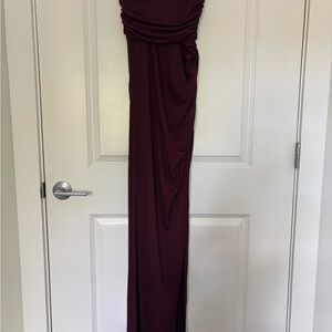 Lucy in the Sky Red Ruched Strapless Gown